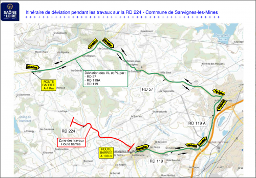Plan de la déviation dû aux travaux sur la RD224