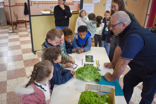 semaine du goût les enfants discutent avec le maraicher